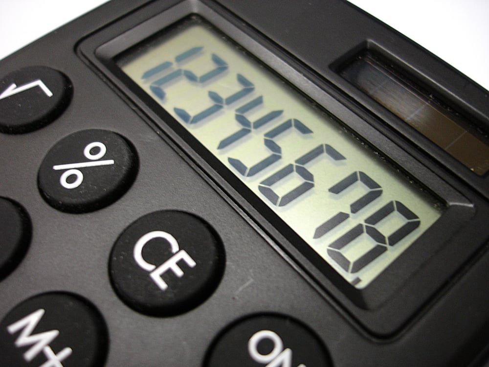 calculator close up with numbers showing calculator close up with numbers showing
